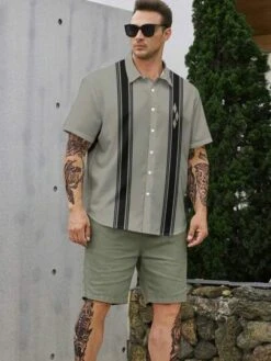 Manfinity Homme Men Plus Striped Print Shirt -Man Plus Fashion 1691199706dfe845ad44e4767e127e17cabac0d987 thumbnail 405x552