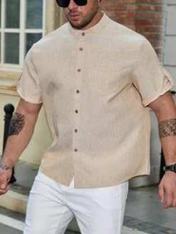 Extended Sizes Men Plus Roll Tab Sleeve Pocket Patched Shirt -Man Plus Fashion 1691303746a409a5e9c69f66cdfc325c473afb9734 thumbnail 405x552