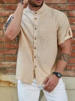 Extended Sizes Men Plus Roll Tab Sleeve Pocket Patched Shirt -Man Plus Fashion 16913037515ecd87d32591cb697320e8773a9409cc thumbnail 405x552