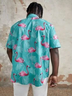 Manfinity RSRT Men Plus Flamingo Print Shirt