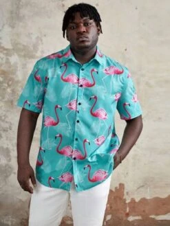 Manfinity RSRT Men Plus Flamingo Print Shirt -Man Plus Fashion 16915605768f22c2e271d8fb7d88bc937acc304017 thumbnail 405x552