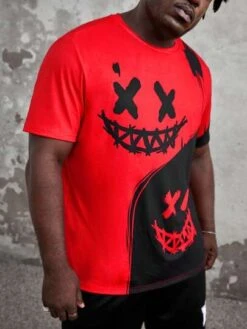 SHEIN Manfinity LEGND Men Plus Expression Print Two Tone Tee -Man Plus Fashion 169166223367e332b639351eb3fe14894bfe19fb29 thumbnail 405x552