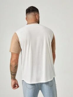 Manfinity Homme Men Plus Colorblock Striped Print Tee