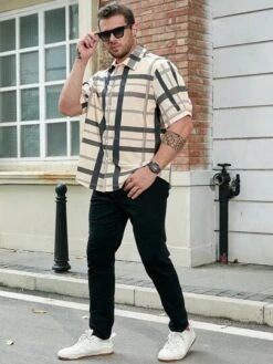 Manfinity Homme Men Plus Plaid Print Shirt -Man Plus Fashion 169182529624274ab4636d3812b5ed589638a3821b thumbnail 405x552
