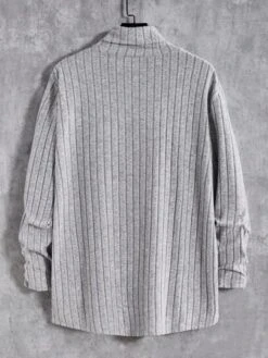 SHEIN Manfinity Homme Men Plus Mock Neck Ribbed Knit Tee