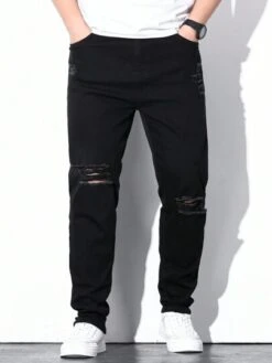 Men Plus Ripped Frayed Straight Leg Jeans -Man Plus Fashion 1691976658f0fca836687dbcfe5235cb51ddbee8cf thumbnail 405x552