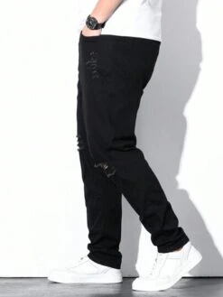 Men Plus Ripped Frayed Straight Leg Jeans -Man Plus Fashion 16919766610efbff7239192febc3fb4fde33b53bad thumbnail 405x552