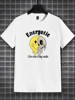 SHEIN Men Plus Skull & Slogan Graphic Tee