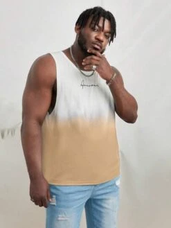 Manfinity Hypemode Men Plus Letter Graphic Ombre Tank Top -Man Plus Fashion 1691994585bc319d8e87305fa40a495ba8d882f886 thumbnail 405x552