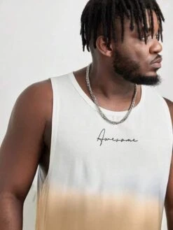 Manfinity Hypemode Men Plus Letter Graphic Ombre Tank Top -Man Plus Fashion 16919945891d2bd8ad03eac54c344c0f945a2b59d3 thumbnail 405x552