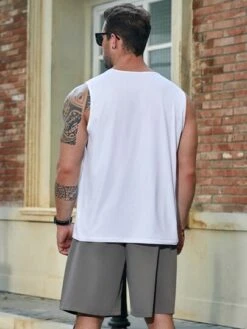 Men Plus Lace Up Front Tank Top