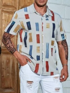 SHEIN Men Plus Geo Print Button Up Shirt -Man Plus Fashion 169217041792952f1887d6b4dbf097db592ceb3476 thumbnail 405x552