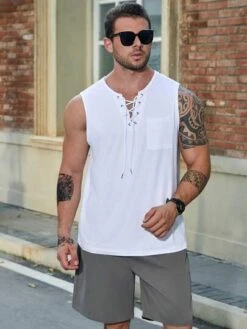 Men Plus Lace Up Front Tank Top -Man Plus Fashion 169217041932676d19607147fb63c10c71b2b75de6 thumbnail 405x552