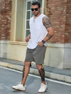 Men Plus Lace Up Front Tank Top -Man Plus Fashion 169217042222f1bb825b0dae45fb3966c61c836088 thumbnail 405x552