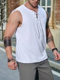 Men Plus Lace Up Front Tank Top -Man Plus Fashion 1692170424797848a754e15bdd2770d01519165dd8 thumbnail 405x552