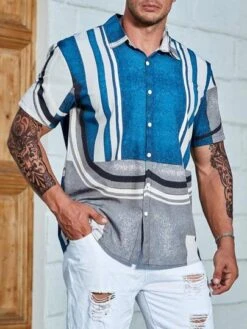 SHEIN Men Geo Print Button Up Shirt -Man Plus Fashion 1692170778e1a0beb89c70e2eb0309928c81d35d25 thumbnail 405x552