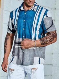 SHEIN Men Geo Print Button Up Shirt -Man Plus Fashion 169217078102bbeac8d31c185f3e93d75670c78ac0 thumbnail 405x552