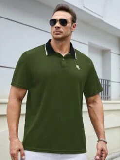 Manfinity Homme Men Plus Embroidery Horse Pattern Contrast Collar Polo Shirt -Man Plus Fashion 1692172644d152f5609d01642bfbb58c26c170d93e thumbnail 405x552