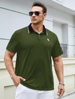 Manfinity Homme Men Plus Embroidery Horse Pattern Contrast Collar Polo Shirt -Man Plus Fashion 16921726475aabe1ec8550b4bbbb4a4e7961d4fb04 thumbnail 405x552