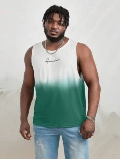 Manfinity Hypemode Men Plus Letter Graphic Ombre Tank Top -Man Plus Fashion 16921726884890e34f6d99918a62aeadb22eadd95e thumbnail 405x552