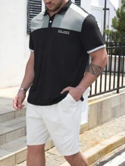 Manfinity Homme Men Plus Letter Graphic Colorblock Polo Shirt -Man Plus Fashion 1692190844c4079e0b2bc5da687cfbad736c244a42 thumbnail 405x552