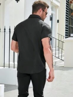 Men Plus Colorblock Button Up Shirt Without Tee