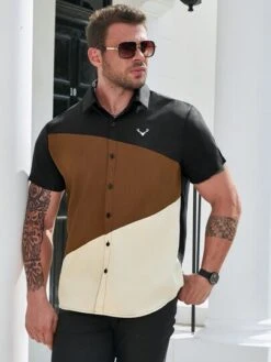 Men Plus Colorblock Button Up Shirt Without Tee -Man Plus Fashion 1692349243533f40b575a717b06eb9b371a6577431 thumbnail 405x552