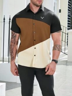 Men Plus Colorblock Button Up Shirt Without Tee -Man Plus Fashion 1692349245f99965348fd3fd5d90793726579e3e54 thumbnail 405x552